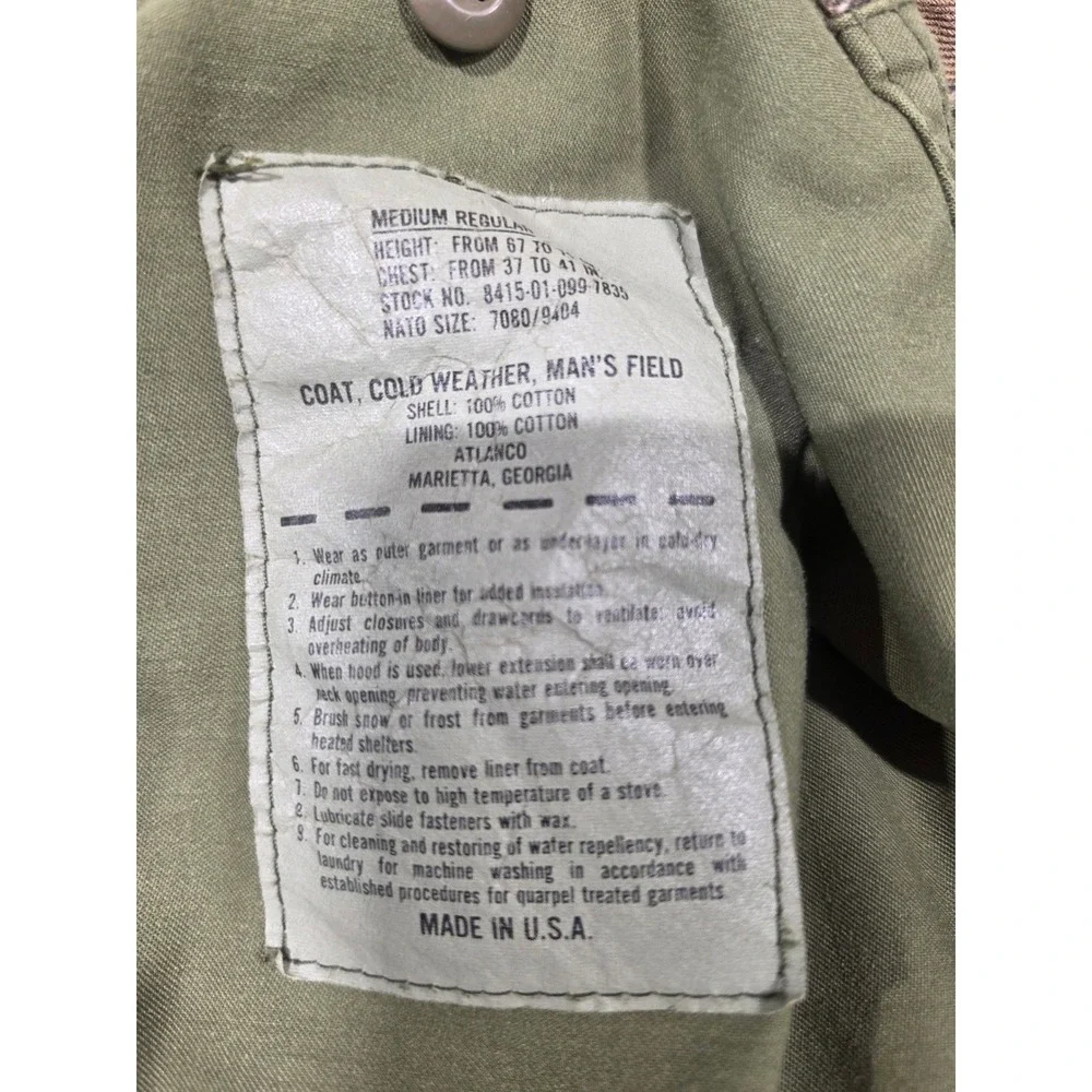 Atlanco M-65 Field‎ Jacket Mens Medium Regular Advantage Timber Camo Made in USA